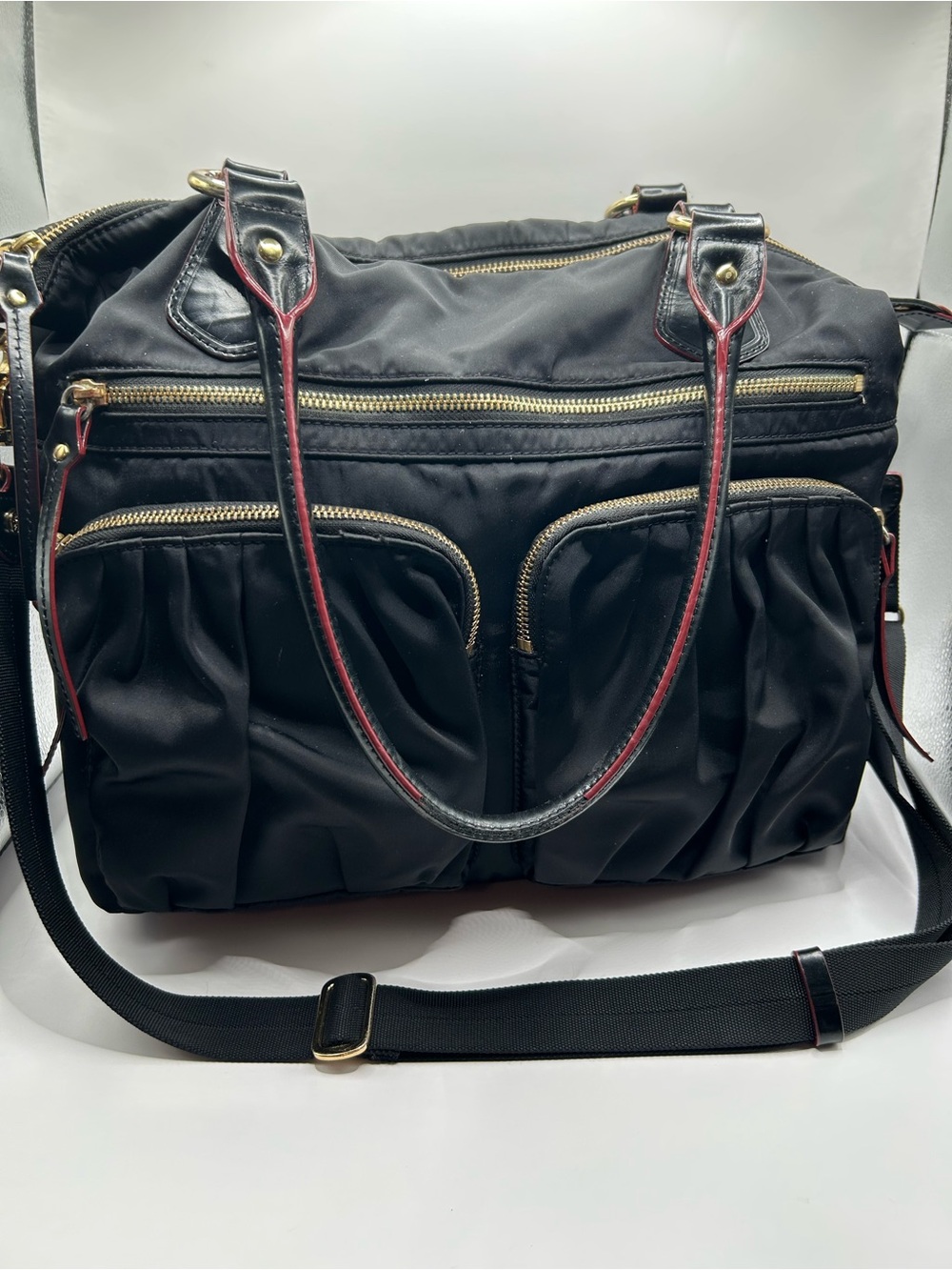 MZ Wallace Black Nylon Tote with Red-Trim - Picture 11 of 11